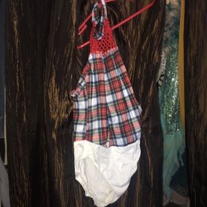 red plaid body suit / leotard jazz dance costume